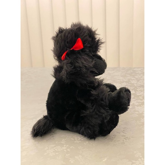 Dan Dee Collectors Choice Plush Black Poodle Puppy Dog Stuffed Animal Red Bows - Picture 3 of 9